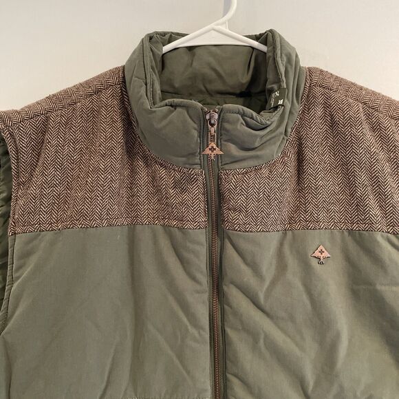 LRG Lifted Research Quilted Puffer Vest Green Wool Blend‎ Houndstooth Men 2XL - Picture 4 of 11